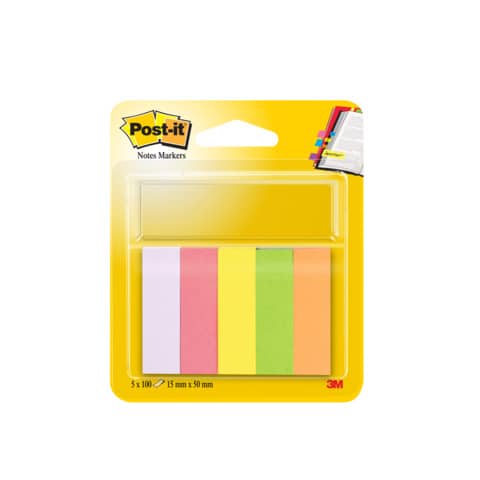 Segnapagina removibili in carta Post-it® Notes Markers neon assortiti 5  blocchetti da 100 fogli - 670-5 - ArcoUfficio
