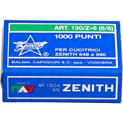 Punti metallici ZENITH 130/Z6 6/6 Conf. 1000 punti - 0301303601 -  ArcoUfficio