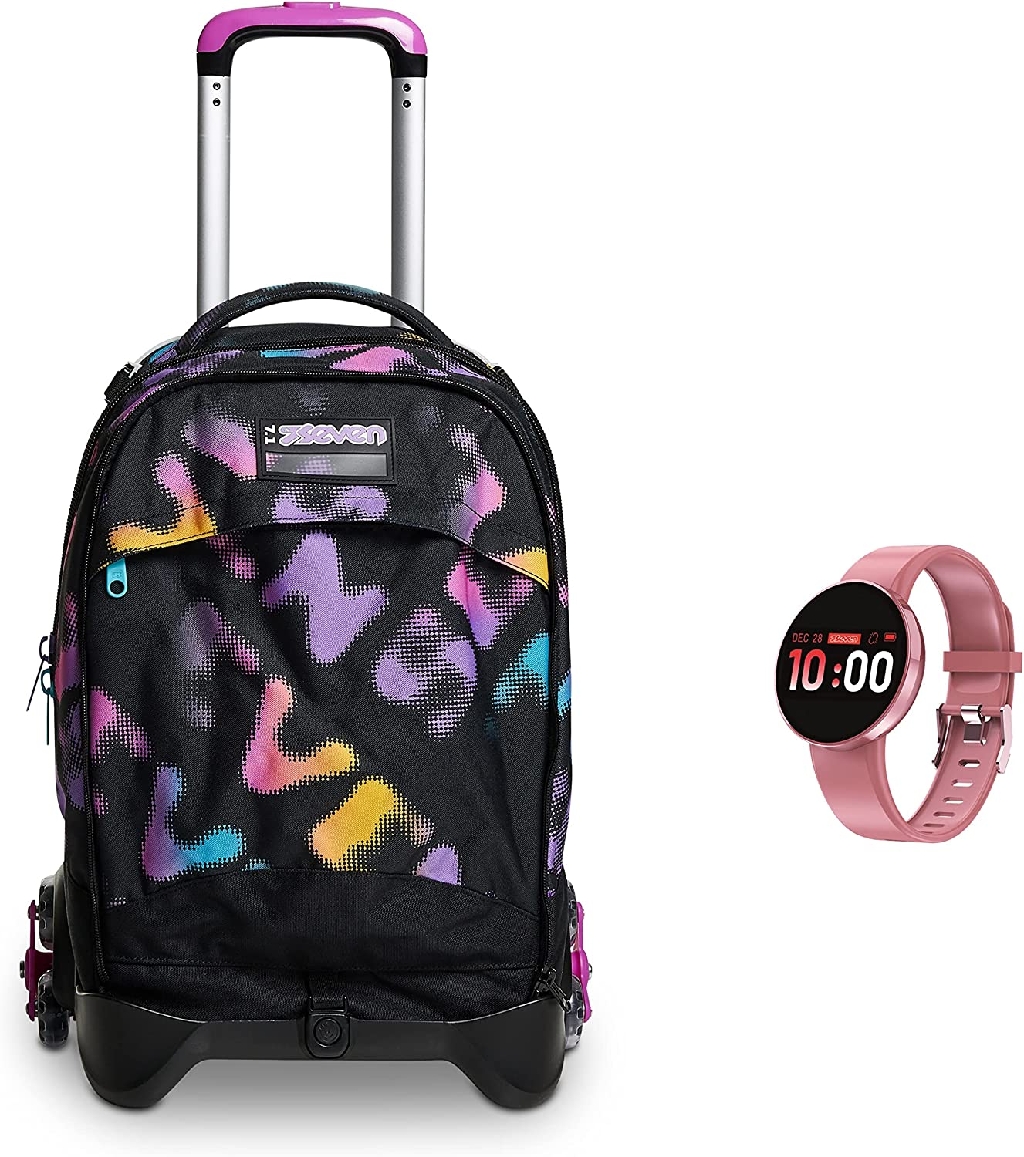 ZAINO TROLLEY SEVEN JACK DETACH-MELT GIRL 3 RUOTE SGANCIABILE+SMART WATCH  ROSA - ArcoUfficio