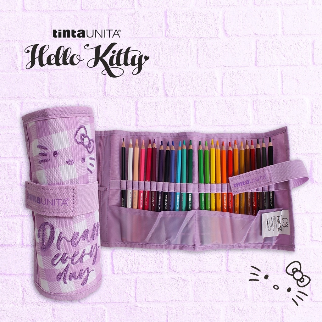 ASTUCCIO TINTA UNITA A ROTOLO TWOTIME CON 24 MATITE COLORATE+MATITA HELLO  KITTY - ArcoUfficio