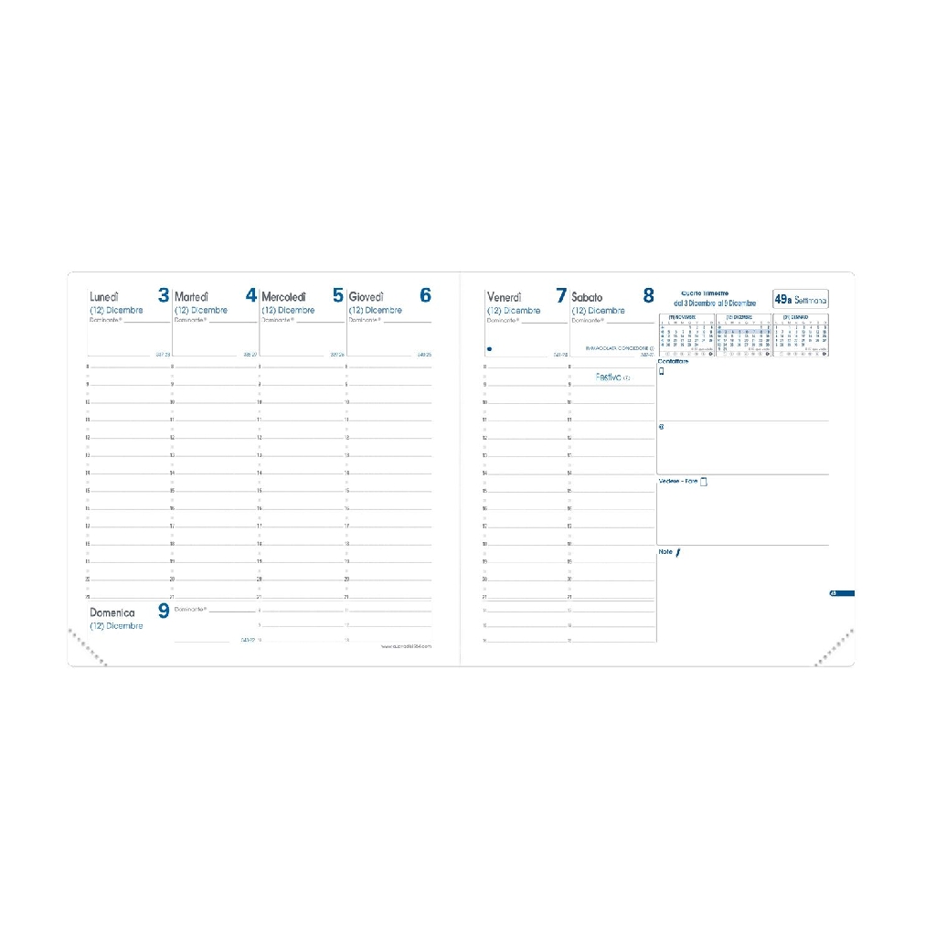 RICAMBIO AGENDA SETTIMANALE QUO VADIS ESECUTIVO CLUB 16X16 CM 2024