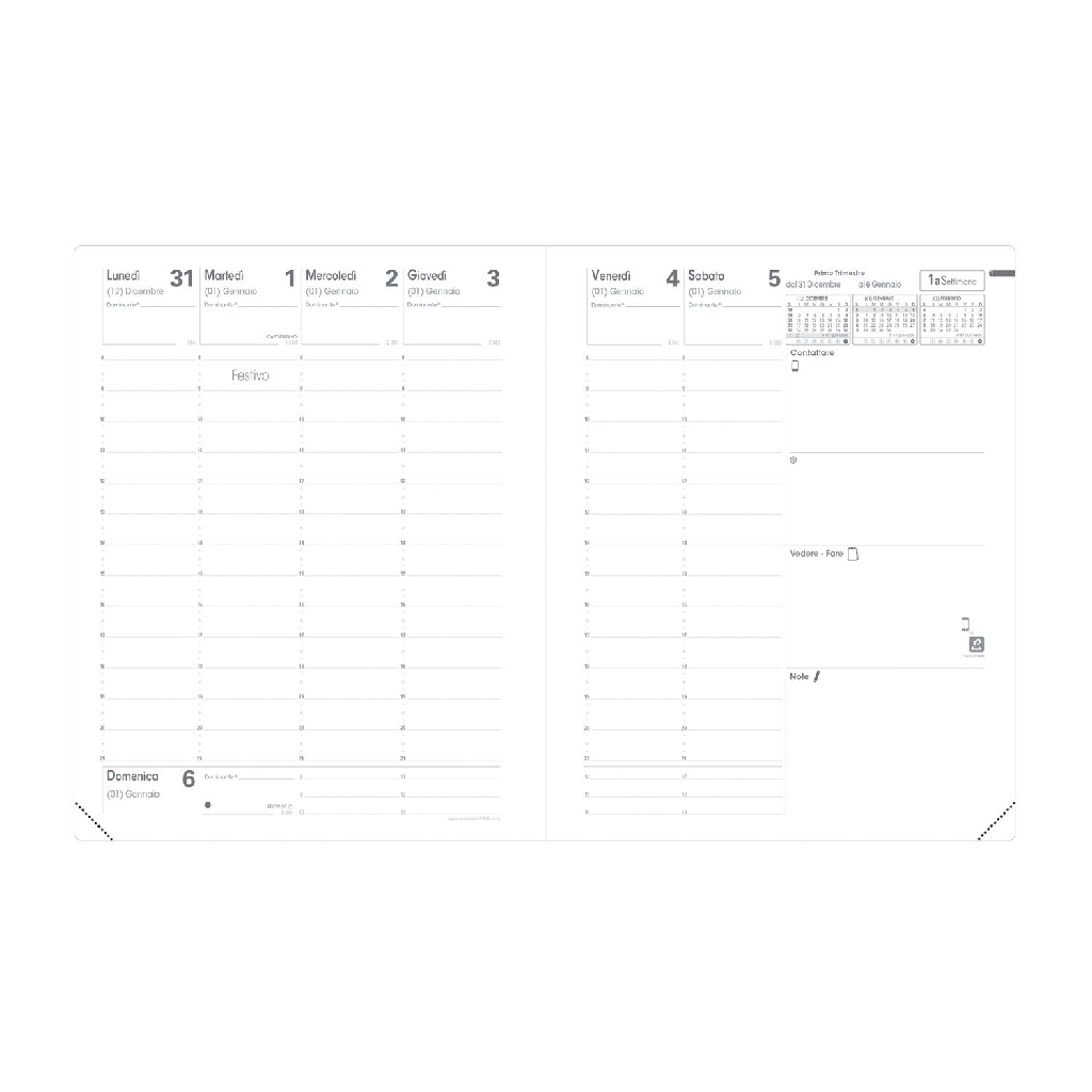 RICARICA AGENDA SETTIMANALE QUO VADIS PRESIDENTE 21x27 CM 2024