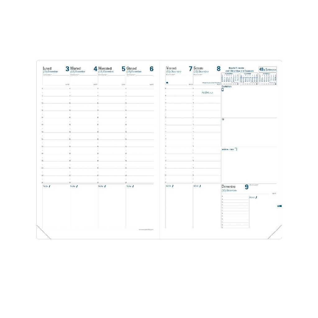 RICARICA AGENDA SETTIMANALE QUO VADIS PRENOTE 21x27 CM 2024