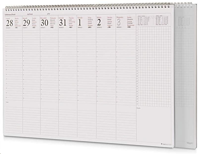 PLANNING SETTIMANALE 50 X 35 CM SPIRALATO DATATO 2024 - ArcoUfficio