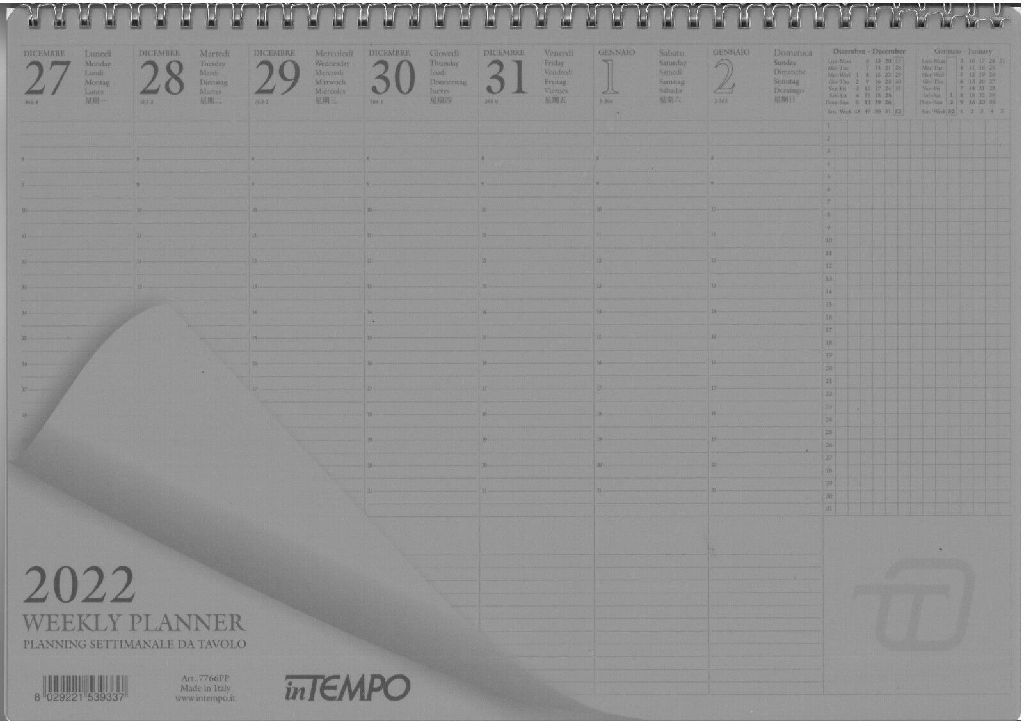 PLANNING SETTIMANALE 35X50 TIME WORK SPIRALATO DATATO 2024 (Cod. 7768PP)