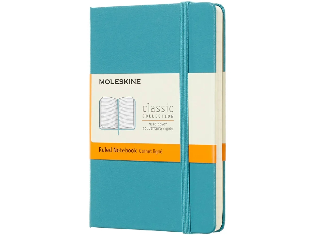 TACCUINO MOLESKINE CLASSIC 9X14 CM BLU REEF COPERTINA RIGIDA CARTA RIGHE -  ArcoUfficio