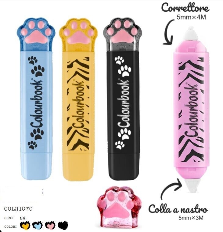 CORRETTORE A NASTRO + COLLA A NASTRO PAW 2IN1 COLOURBOOK